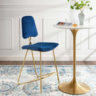 Modway Ponder Performance Velvet Bar Stool - Navy-Dense Foam Padding