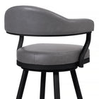 Armen Living Justin 30" Bar Height Swivel Bar Stool in Vintage Grey Faux Leather with Black Metal Legs-5