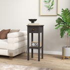 HOMCOM 2-Tier Side Table with Storage - Coffee-Open bottom shelf, drawer, and flat tabletop for ample storage and display space