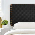 Modway Sparta Weave Wall-Mount Vegan Leather Twin Headboard - Walnut Black-Vegan Leather Basket Weave
