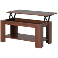 HOMCOM Modern Lift Top Coffee Table Convertible Tea Desk - Brown-Chic and modern coffee table fits living room, bedroom, office, dorm using