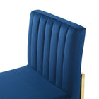 Modway Carriage Channel Tufted Sled Base Performance Velvet Dining Chair - Gold/Navy-Assembly Required
