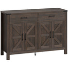 HOMCOM 47.2" L Sideboard Buffet Cabinet - Espresso-Wood grain finish, barn doors, and metal accents add rustic farmhouse charm 