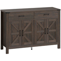 HOMCOM 47.2" L Sideboard Buffet Cabinet - Espresso-Wood grain finish, barn doors, and metal accents add rustic farmhouse charm 