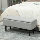 HOMCOM Storage Ottoman with Wooden Legs and 57L Capacity - Grey-Storage under the seat lets you put away things that don't have a place