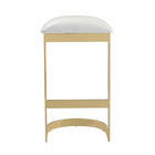 Manhattan Comfort Aura 16.54" Modern Faux Leather Upholstered Bar Stool- White and Polished Brass - 2 Pack-Includes Footrest Base