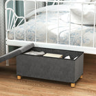 HOMCOM Velvet Upholstered Foldable Ottoman Footrest - Grey-Foldable design allows quick setup and convenient storage in small spaces;