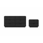 Manhattan Comfort Chrystie Contemporary Modern 2-Piece Dresser and Nightstand Set - Black-Modern bedroom furniture set crafted with durable engineered wood and a smooth wood-grain finish, perfect for both bedroom and living room spaces