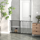 PawHut 30"- 57" Extra Wide Dog Gate with Double Locking System - Black-Door opens in both directions