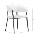 Manhattan Comfort Belle 22.4" Modern Textured Leatherette Upholstered Dining Chair - White-Grey Metal Frame Adds Strength and a Sleek, Modern Finish