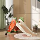 Qaba 3 in 1 Foldable Toddler Slide with Basketball Hoop, Carrot-Themed - Orange-Non-slip stairs and smooth handrails ensure safe climbing 