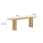 Modway Amistad 58" Wood Bench - Oak-Solid Mango Wood Construction