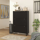 HOMCOM Shoe Cabinet with 3 Flip Drawers for 24 Pairs - Black-Anti-tipping design enhances safety by preventing falls