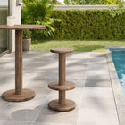 Modway Neo 15" Round Patio Wood Bar Stools - Cocoa Brown-Wraparound Footrest