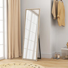 HOMCOM Rectangle Full Body Mirror - 21" W x 64" H - Natural-Colour: White Wood Grain, Natural 