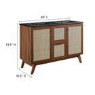 Modway Soma 48" Double Sink Bathroom Vanity - Walnut/Black-Adjustable Shelves