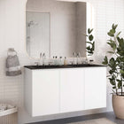 Modway Bryn 48" Wall-Mount Double Sink Bathroom Vanity - White/Black-Melamine and Particleboard Construction