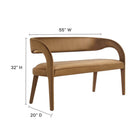 Modway Pinnacle Performance Velvet Accent Bench - Brown-Stain-Resistant Performance Velvet Upholstery