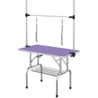 PawHut Adjustable Dog Grooming Table with 2 Safety Slings - Purple-Solid metal frame for reliability and ongoing strength