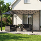 Outsunny 13 ft W x 10 ft L Lean to Gazebo - Hardtop Wall Mounted Outdoor Pergola-Included bolts and stakes for concrete or grass ensure stability against strong winds
