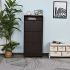 HOMCOM Narrow Shoe Storage Cabinet with 3 Flip Doors & Open Shelf - Coffee-Wipe clean painted surface