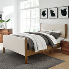Modway Maven Full Size Fabric Upholstered Platform Bed - Ivory Walnut-Heathered Weave Fabric