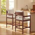 Modway Remington Wood Counter Stool in Salt - 2 Pack-Removable Back Pillow with Slub Weave Fabric