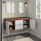 Modway Render 48" Double Sink Compatible Bathroom Vanity Cabinet - White/Walnut-Full-Extension Drawers
