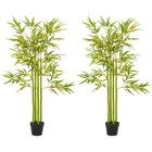 Outsunny 4' Artificial Bamboo Tree for Indoor Decoration - Green - 2 Pack-Set of two artificial bamboo plants with a natural, elegant look 