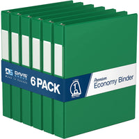 Davis Group Premium Economy Binder - D Ring - 1" - Green - 6 Pack-3 Ring Binder