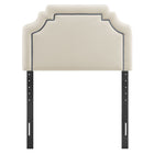 Modway Magnolia Stain-Resistant Performance Velvet Twin Size Headboard - Alabaster/Cadet Blue-Adjustable Mounting Positions