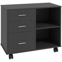 HOMCOM 3 Drawer Mobile Lateral Filing Cabinet with Open Shelves - Black-The modern design will match all kinds of furniture perfectly 