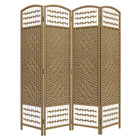 HOMCOM 4 Panel Wave Fiber Freestanding Room Divider for Home Office - Natural-This room divider is ideal for creating personal space or dividing larger rooms
