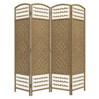 HOMCOM 4 Panel Wave Fiber Freestanding Room Divider for Home Office - Natural-This room divider is ideal for creating personal space or dividing larger rooms
