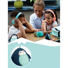 Planet Buddies 2-in-1 Plush Phone Holder and Screen Wiper - Black/Blue (Penguin)-Easily use our phone and tablet stand in both landscape and portrait modes, this cute multi-functional plush is the perfect stand for the desks of kids or adults.