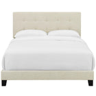 Modway Amira Upholstered Fabric Full Bed - Beige-Wood Frame / LVL Slats / MDF Headboard