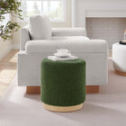 Modway Tilden 16" Round Sherpa Upholstered Ottoman - Moss Green/Natural-Non-Marking Foot Glides