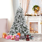 HOMCOM 6' Pre-Lit Snow-Flocked Artificial Christmas Tree with Warm White LED - Green-Detachable feet and branch tips make disassembly and storage quick and easy 