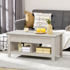 HOMCOM Lift Top Coffee Table with Hidden Storage and Open Shelves - Oak-Rectangle design matches any decor style in your home or work place