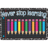 Ashley Productions The Original Fun Mat Welcome Mat - 15.5" x 23.5" - Never Stop Learning Welcome-Measurement & Design: The Never Stop Learning Welcome Mat measures 15.5" x 23.5".