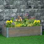 Outsunny Raised Garden Bed - 385" L x 12" W x 9" H - Light Grey-Rectangle breathable plant pot keep weeds away and protect the plants from submergence 