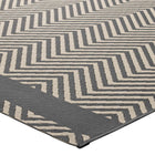 Modway Optica Chevron With End Borders Indoor/Outdoor Area Rug - 5 ft W x 8 ft L - Grey/Beige-High Density / Machine-Woven