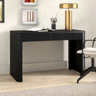 Hudson&Canal Palmera 47.5" Wide Rectangular Fluted Desk - Black Grain-A modern contemporary design for your home office, kitchen nook, den, and more