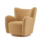 Modway Montrose Wingback Sherpa Swivel Accent Chair - Camel Walnut-9