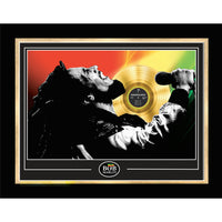 Marley Bob Looking Up Poster with Gold LP - Framed Print - 38" x 29"-Premium music memorabilia