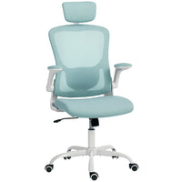 HOMCOM Ergonomic Office Chair with Headrest - Light Green-Full-body ergonomic support, rotatable, adjustable headrest and 4D lumbar support to fit your body