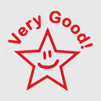 Trodat Printy Teachers Self-Inking Stamp - "Very Good"-Self-inking stamp with a "Very Good" symbol impression in red ink