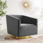 Modway Twist Accent Lounge Performance Velvet Swivel Chair - Gold Charcoal-Performance Velvet Upholstery