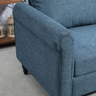 HOMCOM Loveseat Sofa with Curved Armrests - Dark Blue-Adjustable foot pads ensure stability on uneven surfaces