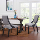 Modway Cambridge Upholstered Fabric Dining Chairs - Light Grey - 2 Pack-Solid Rubberwood Frame